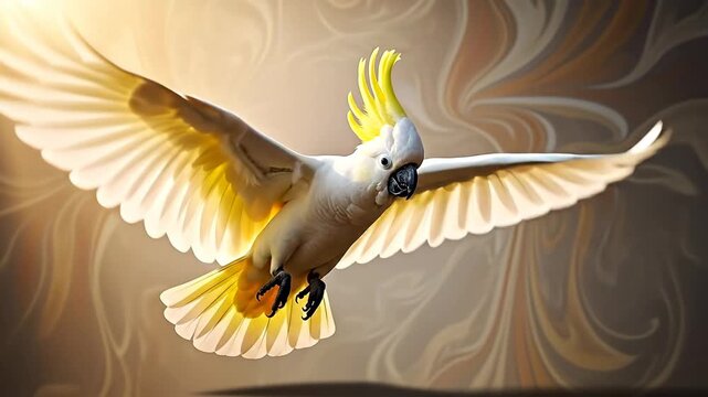 Majestic Cockatoo in Flight - A Symphony of Feathers and Light.
