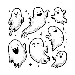 set of funny cartoon monsters