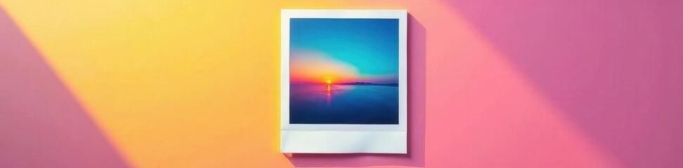 Naklejka premium Brightly colored polaroid within a modern white frame , detail, design