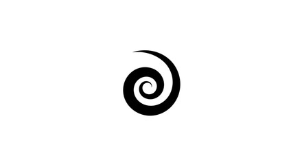 Simple black spiral design on a white background for graphic design projects.