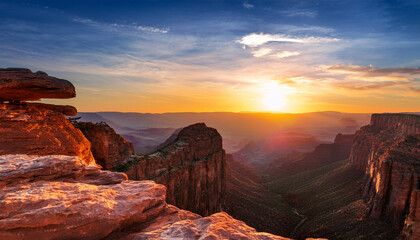 Fototapeta premium Rock Canyon Against Beautiful Sunset Background