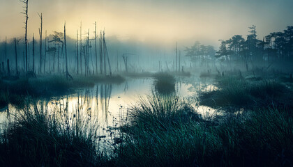 Swamp Dawn Moody Atmospheric Low Lit Artistic