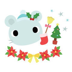 可愛いネズミのマーク　冬のクリスマス