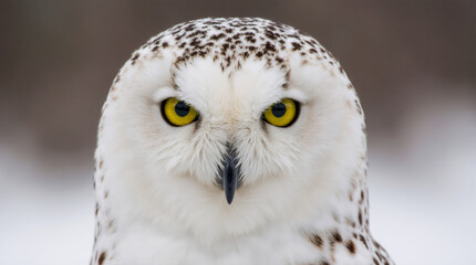 Naklejka premium Snowy Owl Close-Up Portrait