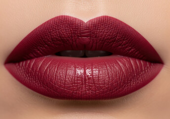 Beautiful wine lipstick on perfect lips