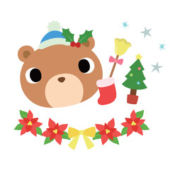 可愛いクマのマーク　冬のクリスマス