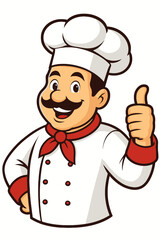 Cartoon Chef with Thumbs Up, Ready to Cook Delicious Food with a Smile