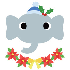 可愛いゾウのマーク　冬のクリスマス