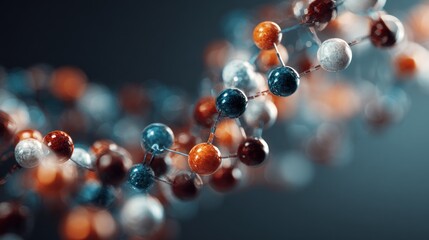 Complex Molecular Structure Showing Network of Connected Spheres