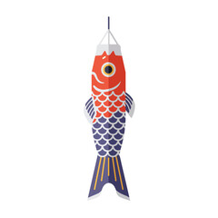 Single koinobori windsock, a traditional japanese symbol of strength and courage, perfect for designs celebrating japanese culture or childrens illustrations.