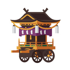 Decorative mikoshi wagon suitable for cultural designs, festivals, travel brochures, japan tourism advertisements, traditional artwork, and event promotions.