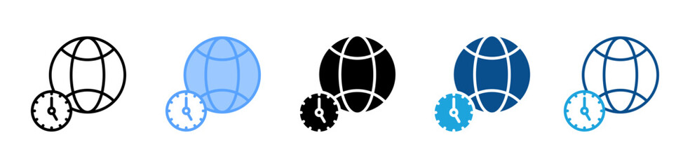 Time Zone icon set multiple style collection