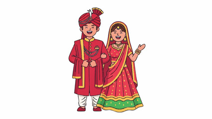 Happy Indian couple in traditional clothing