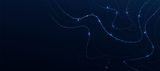 Futuristic digital blue line technology with glowing lines innovation and connection network background for tech event poster or presentation product business