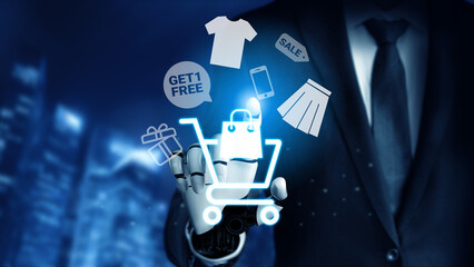 AI analyzing consumer shopping behavior to optimize digital promotions, personalize e-commerce...