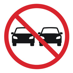 No Overtaking Sign Prohibiting Vehicle Passing in a Red Circle with a Diagonal Line