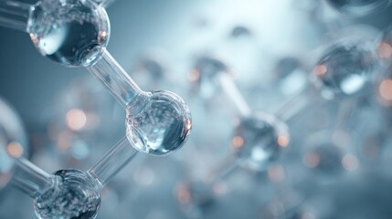 Molecular structure with transparent spheres and links symbolizing science
