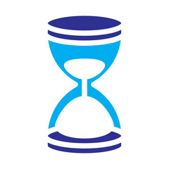 Two color style business icon of an hourglass representing time management.