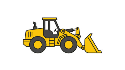 Simple vector illustration of a yellow front end loader construction vehicle.