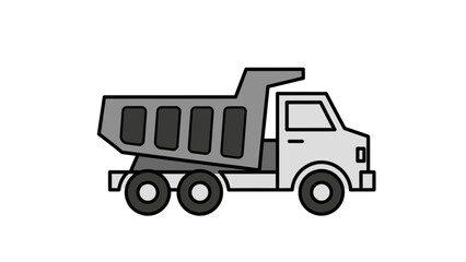 Simple cartoon illustration of a gray dump truck.