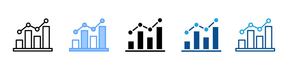 Chart Bars icon set multiple style collection