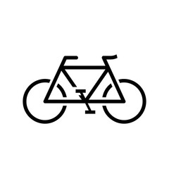 Simple Black Line Art Bicycle Icon on White Background.
