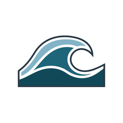 Stylized Blue Ocean Wave Icon Graphic Design.