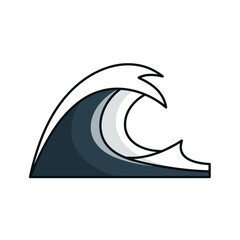 Stylized Ocean Wave Graphic Design Element for Water Themes.