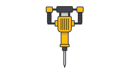 Yellow and Black Jackhammer Construction Tool Illustration.