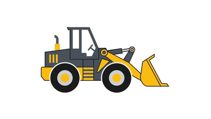 Yellow and Grey Front End Loader Construction Vehicle Illustration.
