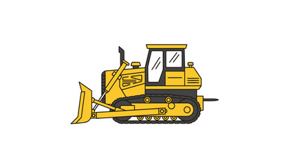 Yellow Bulldozer Heavy Construction Vehicle Illustration.