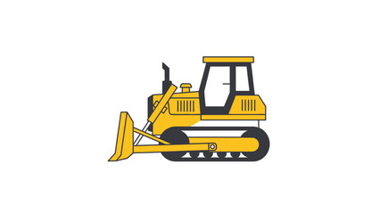 Yellow bulldozer heavy construction machinery vehicle illustration.