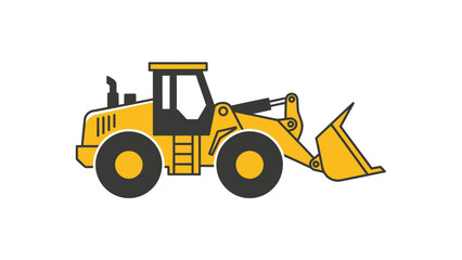 Yellow Front End Loader Construction Vehicle Illustration.