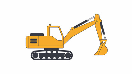 Yellow Excavator Construction Vehicle Illustration.