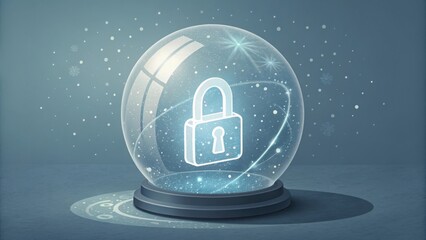 Glowing Encryption Symbol Spinning Inside a Transparent Orb