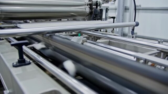 Automated industrial equipment with cylindrical rollers for precision processing