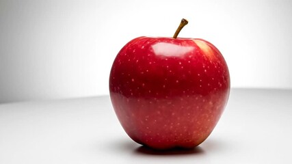 Crimson Orchard Treasure: A radiant red apple, a perfect symbol of health and vitality, sits alone. It's a testament to nature's bounty and the simple pleasures of life.