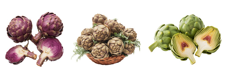 Obraz premium Fresh artichoke isolated on a transparent background