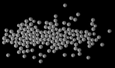 white circle styrofoam ball isolated on black background, pattern texture foam, clipping path