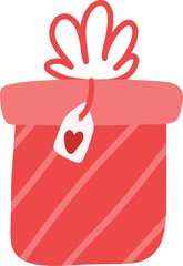 Gift Box With Heart Tag Cartoon