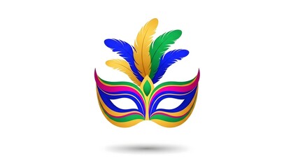 Fototapeta premium Colorful Mardi Gras Mask with Feathers, Carnival Party Decoration