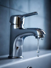 Faucet dripping after water outage. Concept: Water outage