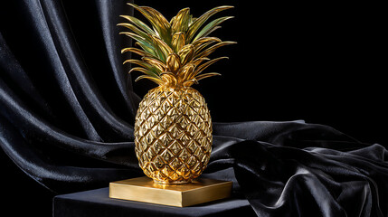 Luxury Product Photo Of Polished Metallic Gold Pineapple Sculpture