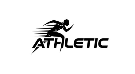 Athletic runner logo silhouette dynamic motion speed.