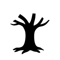 Obraz premium Bare Tree Silhouette in Hand Drawn Style for Spooky Art
