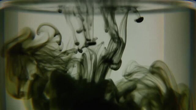 Dramatic black ink plumes expanding and swirling through clear liquid, creating stunning abstract forms that beautifully capture the essence of fluid dynamics and diffusion