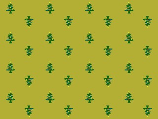 Seamless Christmas tree pattern with knitted texture on muted olive background, perfect for holiday textiles, winter decor, wrapping paper, wallpaper, and festive branding.