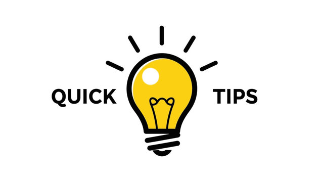 Bright idea lightbulb with quick tips for success