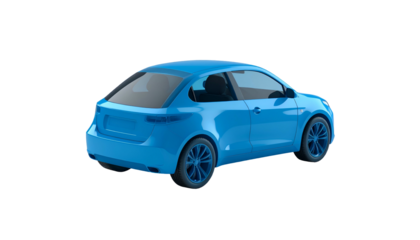 Rendered image of a generic blue coupe car with shadowed windows, isolated on black
