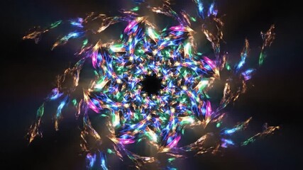 Abstract Geometric Animated Shape With Colorful Light Rays and Dark Background